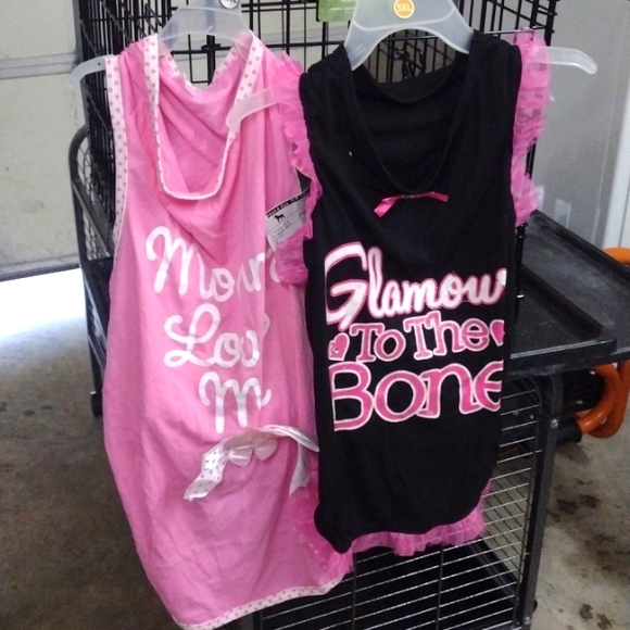 Two girl outfits tank tops dogs / doggie